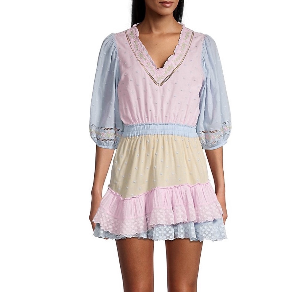 LoveShackFancy Adley Polka Dot Ruffle Dress XS
